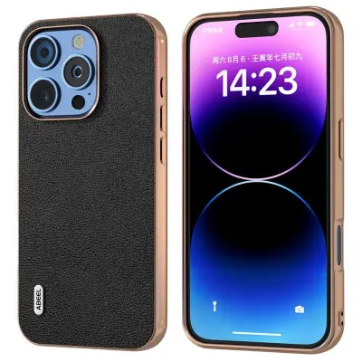 ABEEL iPhone 16 Pro Max Mobilskal Äkta Läder Svart