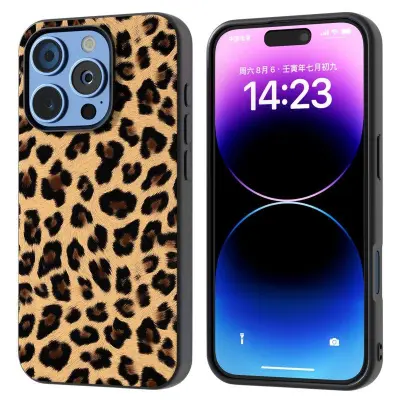 ABEEL iPhone 16 Pro Max Mobilskal Leopardmönster Champagne Guld