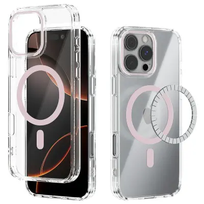ABEEL iPhone 16 Pro Max Mobilskal MagSafe Anti Scratch Transparent Rosa