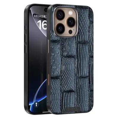 ABEEL iPhone 16 Pro Max Mobilskal MagSafe Äkta Läder Blå