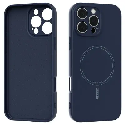 ABEEL iPhone 16 Pro Max Mobilskal MagSafe Mjuk Silikon Blå