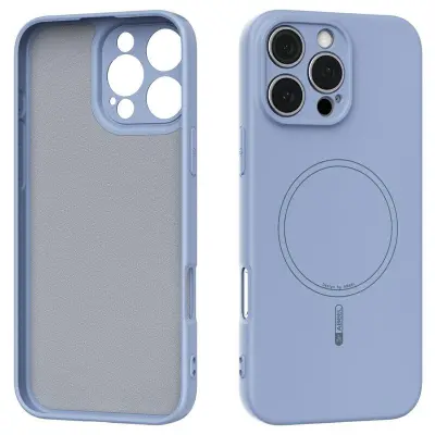 ABEEL iPhone 16 Pro Max Mobilskal MagSafe Blå Liquid Silicone