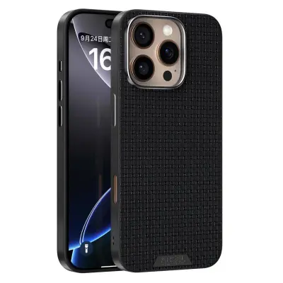 ABEEL iPhone 16 Pro Max Mobilskal MagSafe Äkta Läder Svart