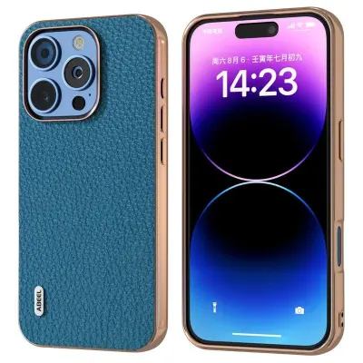 ABEEL iPhone 16 Pro Max Mobilskal Star Series Blå Äkta Läder