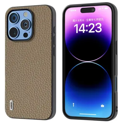 ABEEL iPhone 16 Pro Max Mobilskal TPU + Äkta Läder Skydd - Grå