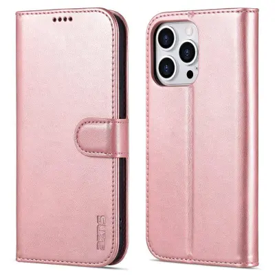 AZNS iPhone 16 Pro Max Plånboksfodral Konstläder - Roséguld