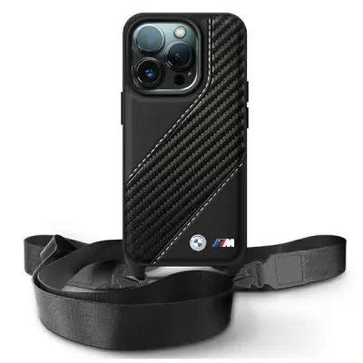 BMW iPhone 16 Pro Max Mobilskal Carbon Stripe&Strap - Svart