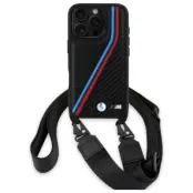 BMW iPhone 16 Pro Max Mobilskal Carbon Tricolor & Strap - Svart