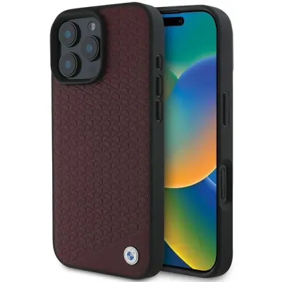 BMW iPhone 16 Pro Max Mobilskal MagSafe Diamond Metal Logo - Röd