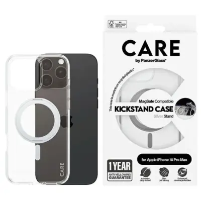CARE By PanzerGlass iPhone 16 Pro Max Mobilskal MagSafe Kickstand - Silver