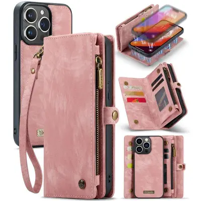 CASEME 008 iPhone 16 Pro Max Plånboksfodral Konstläder med - Rosa