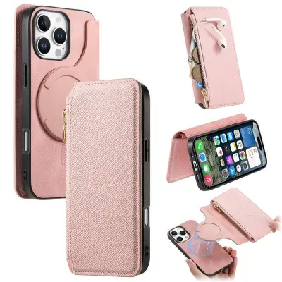 CASENEO iPhone 16 Pro Max Plånboksfodral Konstläder - Rosa