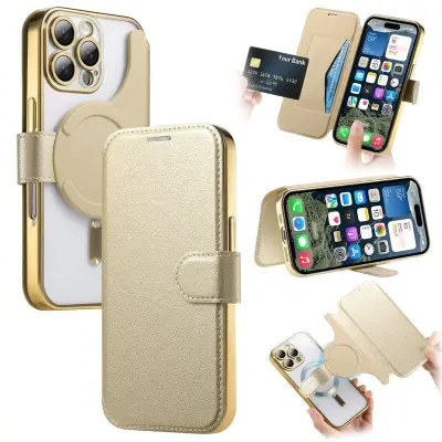 CASENEO iPhone 16 Pro Max TPU Inre Mobilskal - Äkta läder - Guld