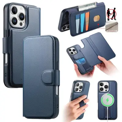 CASENEO iPhone 16 Pro Max Plånboksfodral Konstläder - Blå