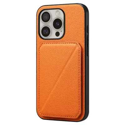 DENIOR D04 iPhone 16 Pro Max Fodral Läder + PC + TPU Orange