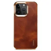 DENIOR Mobilskal till iPhone 16 Pro Max Äkta Läder Elektropläterad - Brun