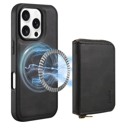 DENIOR iPhone 16 Pro Max Fodral KonstLäder Svart