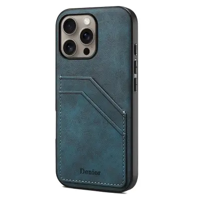 DENIOR iPhone 16 Pro Max Fodral PU-läder + TPU + PC - Blå