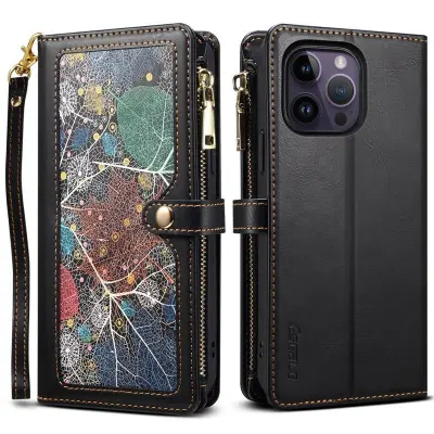 ESEBLE iPhone 16 Pro Max Plånboksfodral Konstläder - Svart