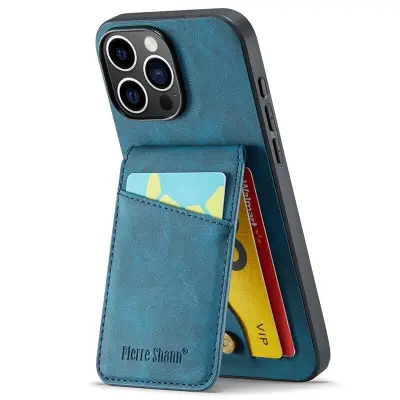 FIERRE SHANN 023 iPhone 16 Pro Max Fodral KonstLäder - Blå