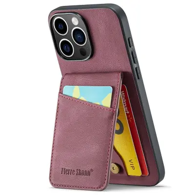 FIERRE SHANN 023 iPhone 16 Pro Max Fodral KonstLäder - Vinröd