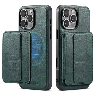 FIERRE SHANN 028 iPhone 16 Pro Max Fodral KonstLäder - Grön