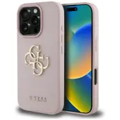 Guess iPhone 16 Pro Max Mobilskal Grained Big 4G Small Classic Logo - Rosa