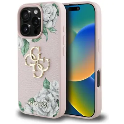 Guess iPhone 16 Pro Max Mobilskal Grained Roses Big 4G logo