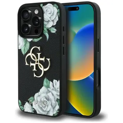 Guess iPhone 16 Pro Max Mobilskal Grained Roses Big 4G logo