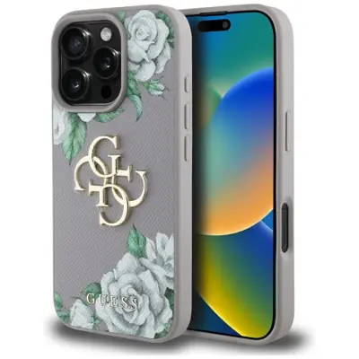 Guess iPhone 16 Pro Max Mobilskal Grained Roses Big 4G logo