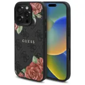 Guess iPhone 16 Pro Max Mobilskal MagSafe 4G Flowers Print - Svart