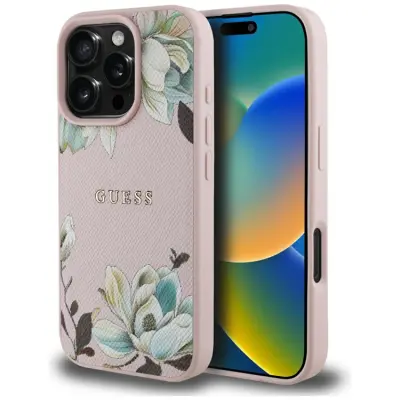 Guess iPhone 16 Pro Max Mobilskal Magsafe Flower Pattern - Rosa