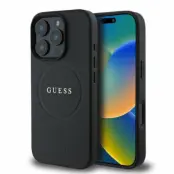 Guess iPhone 16 Pro Max Mobilskal Magsafe Grained Ring - Svart