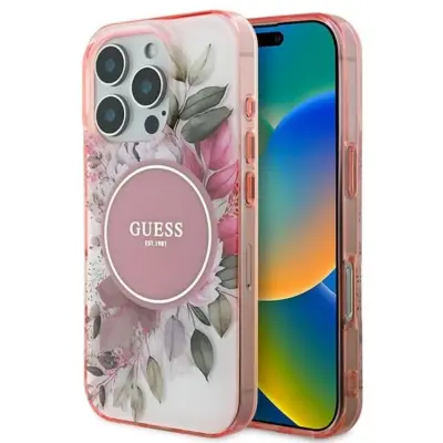 Guess iPhone 16 Pro Max Mobilskal MagSafe IML Flower&Tonal Circle