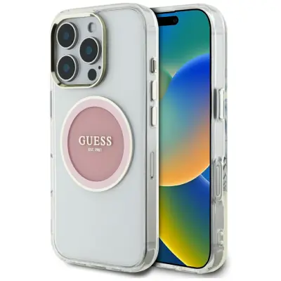 Guess iPhone 16 Pro Max Mobilskal MagSafe Metal Circle Logo - Rosa