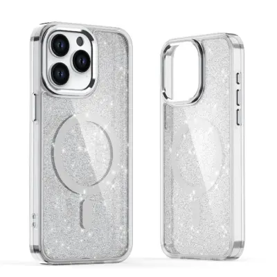 iPhone 16 Plus Mobilskal Magsafe Glitter - Vit