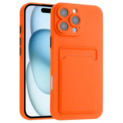 iPhone 16 Pro Max Mobilskal Korthållare TPU - Orange