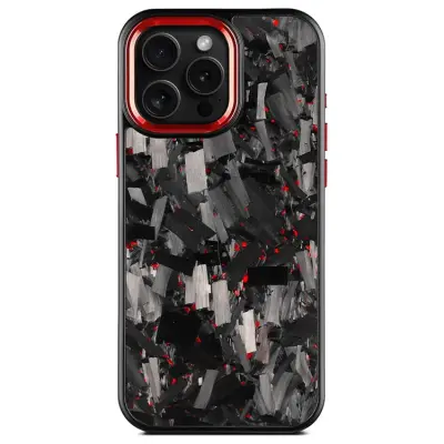 iPhone 16 Pro Max Mobilskal MagSafe Aramid Fiber med metallbåge - Röd