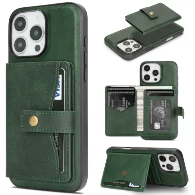 iPhone 16 Pro Max Mobilskal MagSafe Detachable Korthållare (Grön)