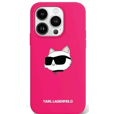 Karl Lagerfeld iPhone 16 Mobilskal MagSafe Choupette Head - Fuschia