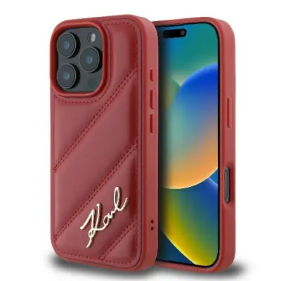 Karl Lagerfeld Mobilskal till iPhone 16 Pro Max Quilted Signature - Röd