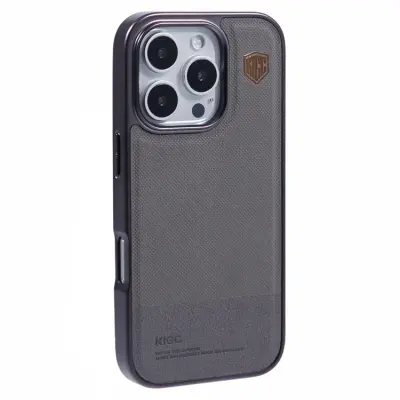 KIGC iPhone 16 Pro Max Mobilskal Electroplating PC + TPU + PU - Grå (Grå)