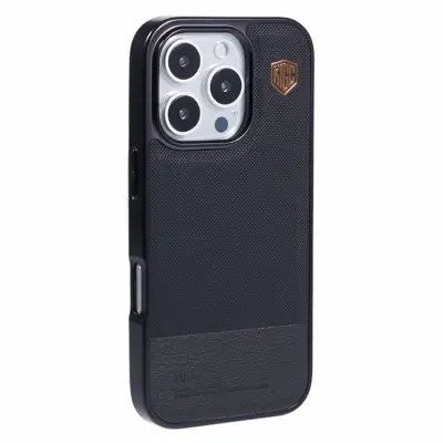 KIGC iPhone 16 Pro Max Mobilskal Electroplating PC + TPU + PU (Svart)