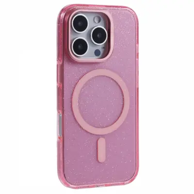 KIGC iPhone 16 Pro Max Mobilskal MagSafe Epoxy Kickstand - Rosa
