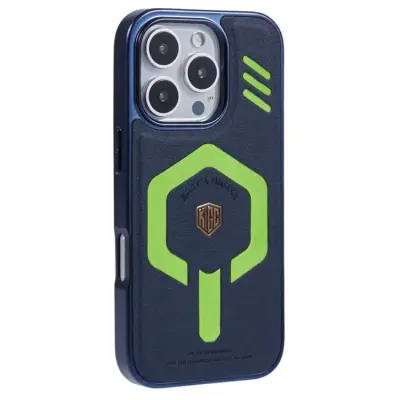 KIGC iPhone 16 Pro Max Mobilskal Magsafe Läder - Blå