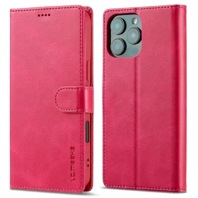 LC.IMEEKE iPhone 16 Pro Max Plånboksfodral Konstläder - Rosa