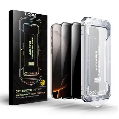 LIVSTIDSGARANTI - BOOM iPhone 16 Pro Max Privacy Härdat Glas Skärmskydd 2st