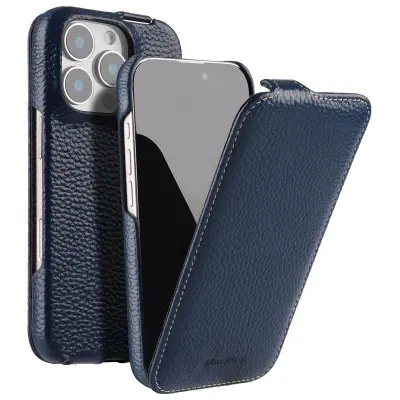 MELKCO iPhone 16 Pro Max Fodral Äkta Läder + PC - Blå