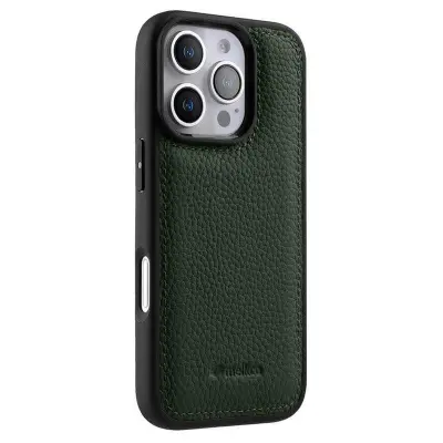 MELKCO iPhone 16 Pro Max Mobilskal Äkta Läder PC Grön