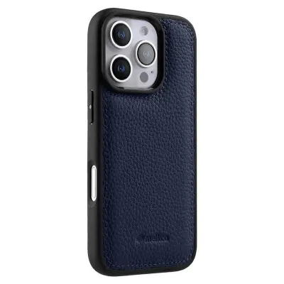 MELKCO iPhone 16 Pro Max Fodral Äkta Läder PC - Mörkblå